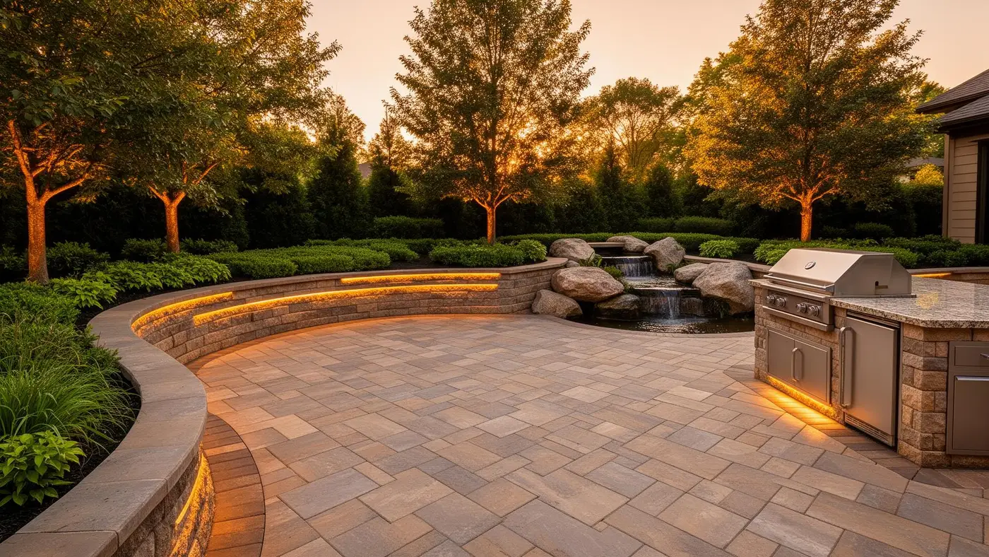 Mike's crew setting pavers on a Central NJ patio