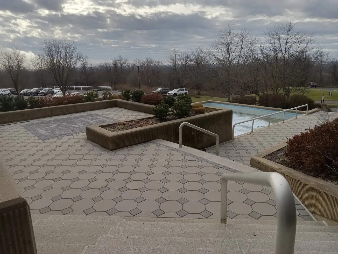 Broom-finish concrete walkway and steps at a Central New Jersey home
